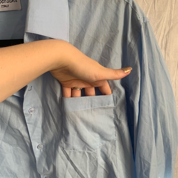 Berlioni Italy Long Sleeve Button-Down Dress Shirt Size M - Picture 5 of 9
